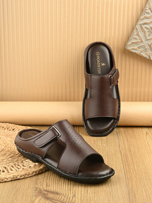 Roadster Stylish Dual Strap Buckle Design Men Sandals(Burgundy , 10)