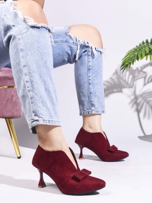 jm looks Women Heels(Maroon , 4)