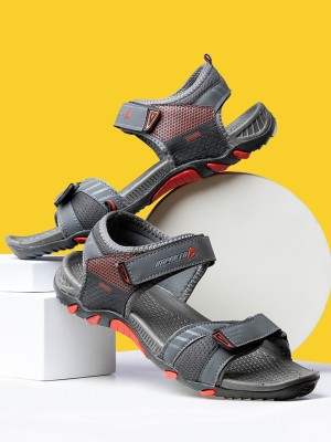 Impakto by Ajanta Men Grey, Red Sports Sandals