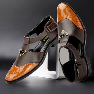 hzisbo Men Sandals(Brown , 8)