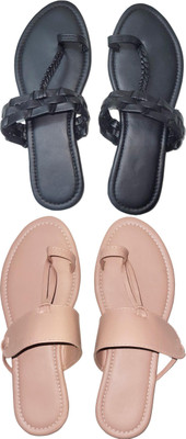 XiZUii Women Flats(Black, Pink , 9)