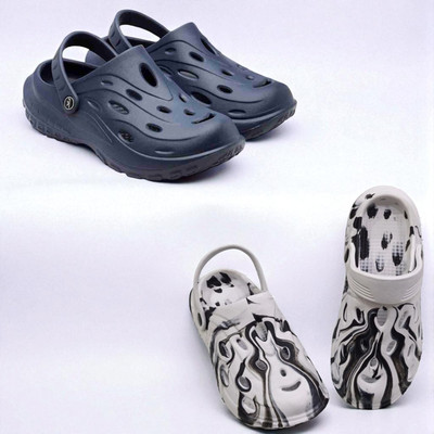Monrav Men Clogs(Navy, Off White , 11)