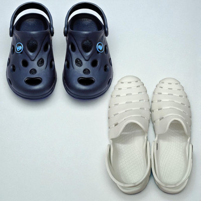 Monrav Men Clogs(Blue, White , 10)