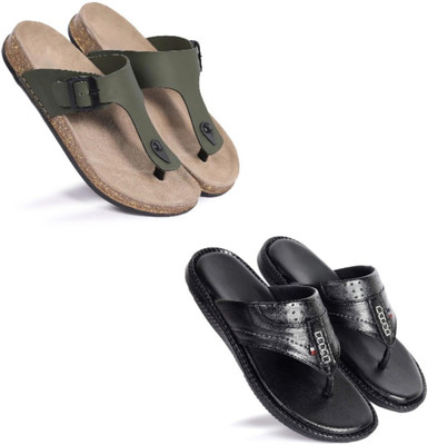 Walkivo Men Sandals(Green, Black , 6)