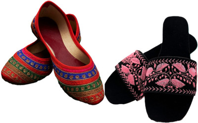 Dualstep Women Flats(Multicolor, Black, Pink , 4)