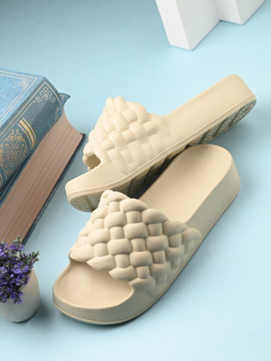 Mast & Harbour Women Slides(Beige , 7)