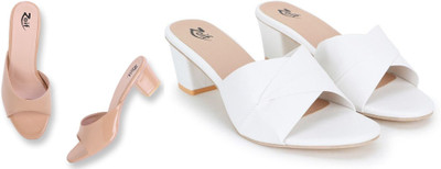 Zaif Women Heels(White, Beige , 5)
