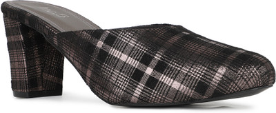 Inc.5 Solid Round Toe Party Wear Block Heel Sandals Women Heels(Black , 4)