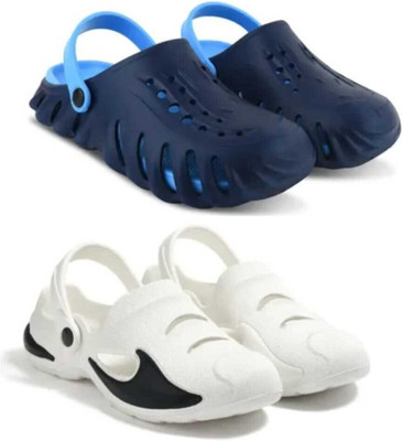 house of common Men Clogs(Navy, White , 9)