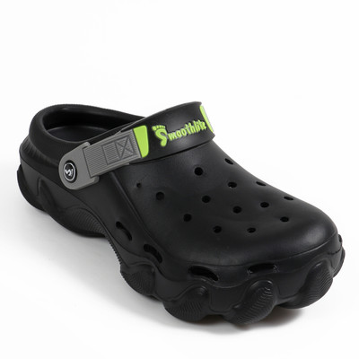 Smoothlite Men EVA Chunky Slipper with Silicone Back Strap, Anti-slip, Daily Men Clogs(Black , 9)