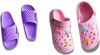 footpedia Women Wedges(Purple, Pink , 3)