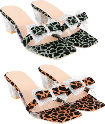 Beacon Women Heels(Green, Orange , 8)