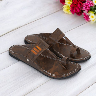 DFR Ethnic Sandals Men Rajasthani Slipper Chappals Men Casual(Brown , 6)