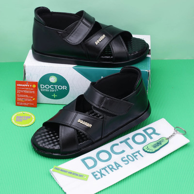DOCTOR EXTRA SOFT Memory Foam Sandals Ortho Care Orthopedic Diabetic Comfort Doctor Soft Men Flats(Black , 9)