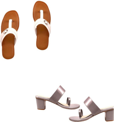 Goraiya Women Flats(White, Grey , 5)