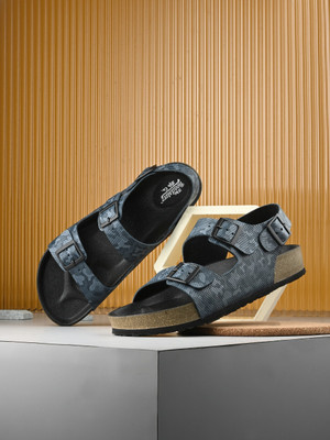 Roadster Trendy Camouflage Print Stylish Double Strap Men Sandals(Navy , 8)