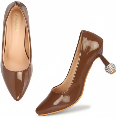 SIMPLEX Women Heels(Tan , 8)
