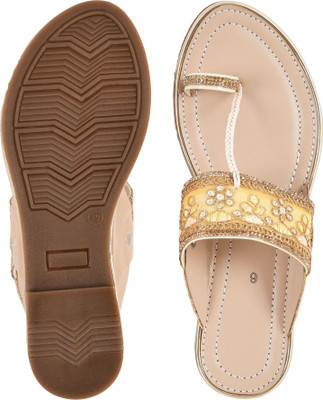 HELEEY Women Flats(Beige , 6)
