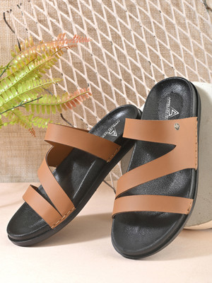 APPELON Men Sandals(Tan, Black , 8)