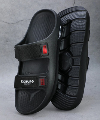Koburg Nexa Men's Sandals| Comfortable | Extra Soft Slide| Lightweight |EVA Sole KF-464 Men Sandals(Black , 10)