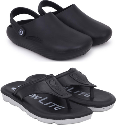 Pampy Angel Men Combo Pack of 2, Ultra cushion, Flipflops, Slipper, Slides, Sandal, Clogs Men Casual(Black, Black , 9)