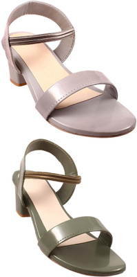 Goraiya Women Flats(Grey, Green , 6)