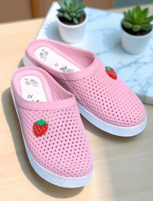 TWO SOFT Stylish Comfortable Clogs Sandals Lightweight Anti-Slip Daily Wear Women Clogs(Pink , 4)