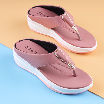 JIG & SID Women Wedges(Pink , 5)