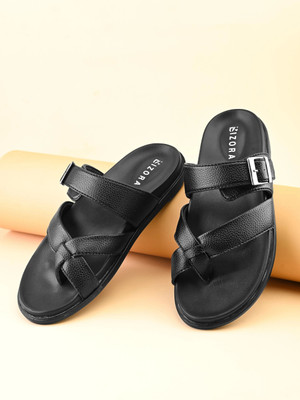 BIZORA Men Sandals(Black , 6)