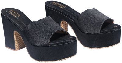 Magic Footwear Women Heels(Black , 3)