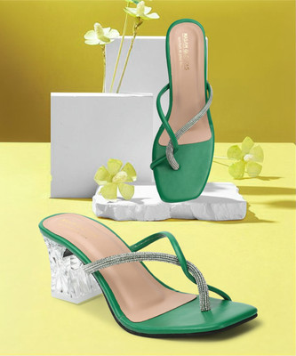 madam glorious Women Heels(Green , 6)