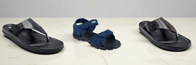 Classica Men Sandals(Black, Blue , 9)