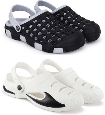 Pampy Angel Men Clogs(White, Black , 8)
