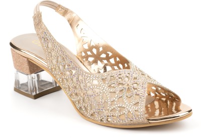 OZURI Women Heels(Gold , 7)