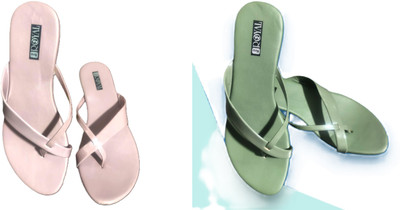Nicesteps Women Flats(Green, Pink , 8)