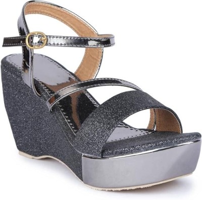 MONAQI Women Wedges(Black , 7)