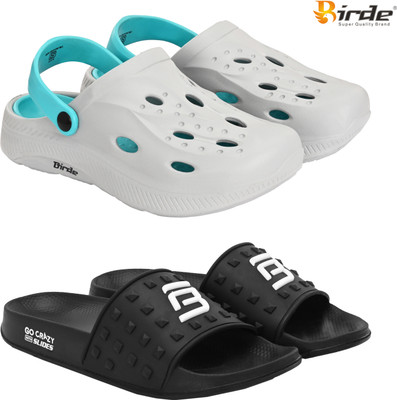 Birde Men Clogs(Black, White , 8)