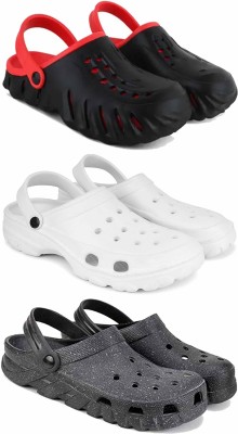 Pennen Men Clogs(Grey, Black, Off White , 8)