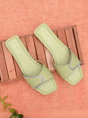 Shoestail Women Flats(Green , 4)