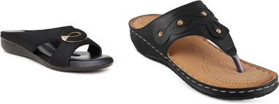 hunyza footwear Women Flats(Black, Black , 6)