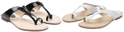 Kuhu Creations Women Flats(Black, White , 5)