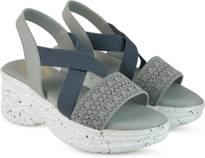 madam glorious Women Wedges(Grey , 3)