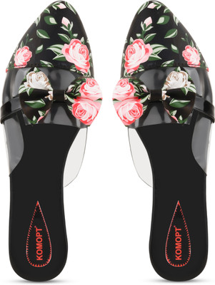 Komfy Women Sandals(Black , 8)