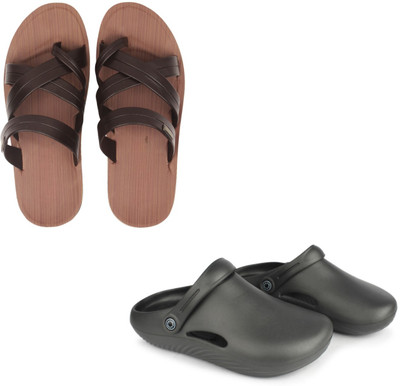 Vomoya Men Sandals(Brown, Black , 7)