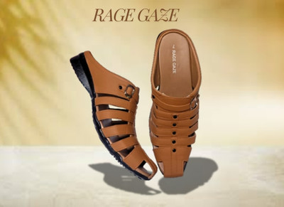 RAGE GAZE Men Sandals(Tan , 7)