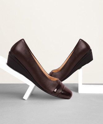 KOMOPT Women Wedges(Brown , 8)