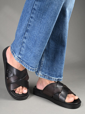 LOUIS STITCH Men Sandals(Black , 7)