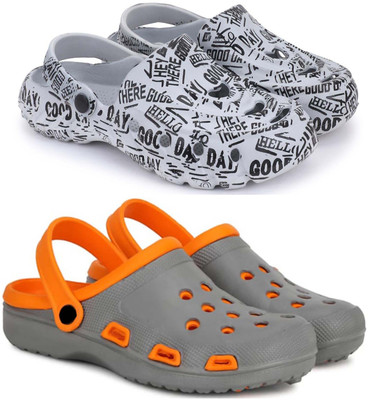 Pampy Angel Men Combo Pack of 2, Ultra cushion, Flipflops, Slipper, Slides, Sandal, Clogs Men Casual(Grey, Grey , 8)
