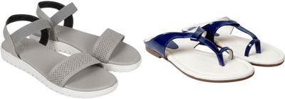 Kuhu Creations Women Flats(Blue, Grey , 4)