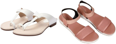 Kuhu Creations Women Flats(White, Pink , 5)